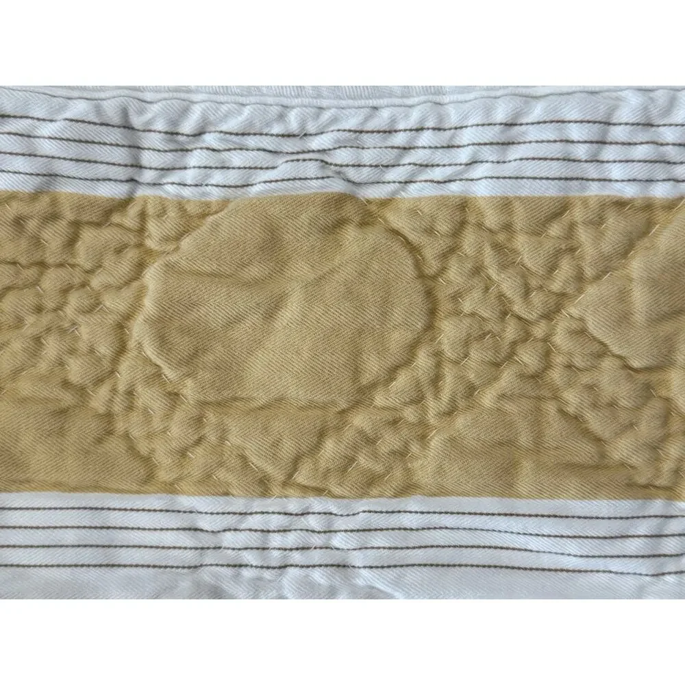 Restoration Hardware Quilted Pillow Sham Standard Yellow Paisley Stripe Cotton
